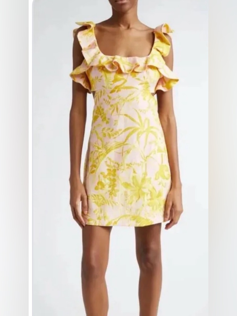 Zimmermann Golden Ruffle Pink and Yellow Floral Mini Dress “3” Large